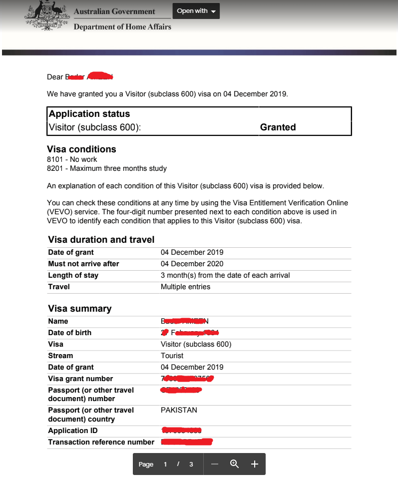 Australia visa by email